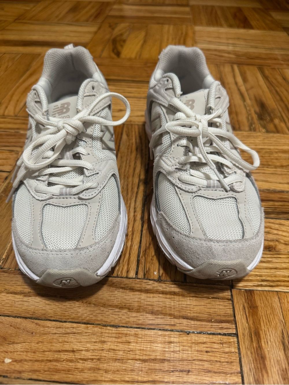 New Balance Light Beige Mesh & Suede Trainers